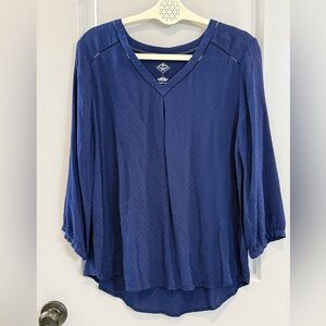 St. John's Bay Deep Navy V-Neck 3/4 Sleeve Blouse